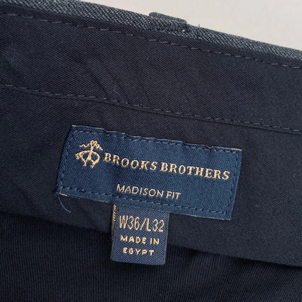Brooks Brothers Dress Pants Men 36x32 Charcoal Grey Pleated Madison Fit Wool
